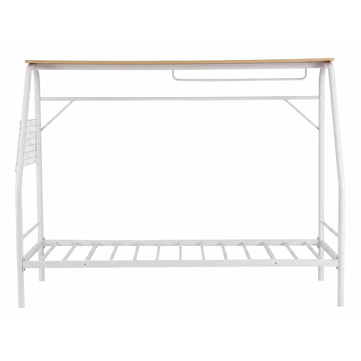 Evren House Kids Bed Frame Metal Canopy Bed Storage Shelf - White Single
