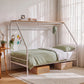Evren House Kids Bed Frame Metal Canopy Bed Storage Shelf - White Single