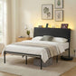 Rome Bed Frame LED Metal Bed Base with Charging Station - Black Queen
