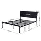 Rome Bed Frame LED Metal Bed Base with Charging Station - Black Queen