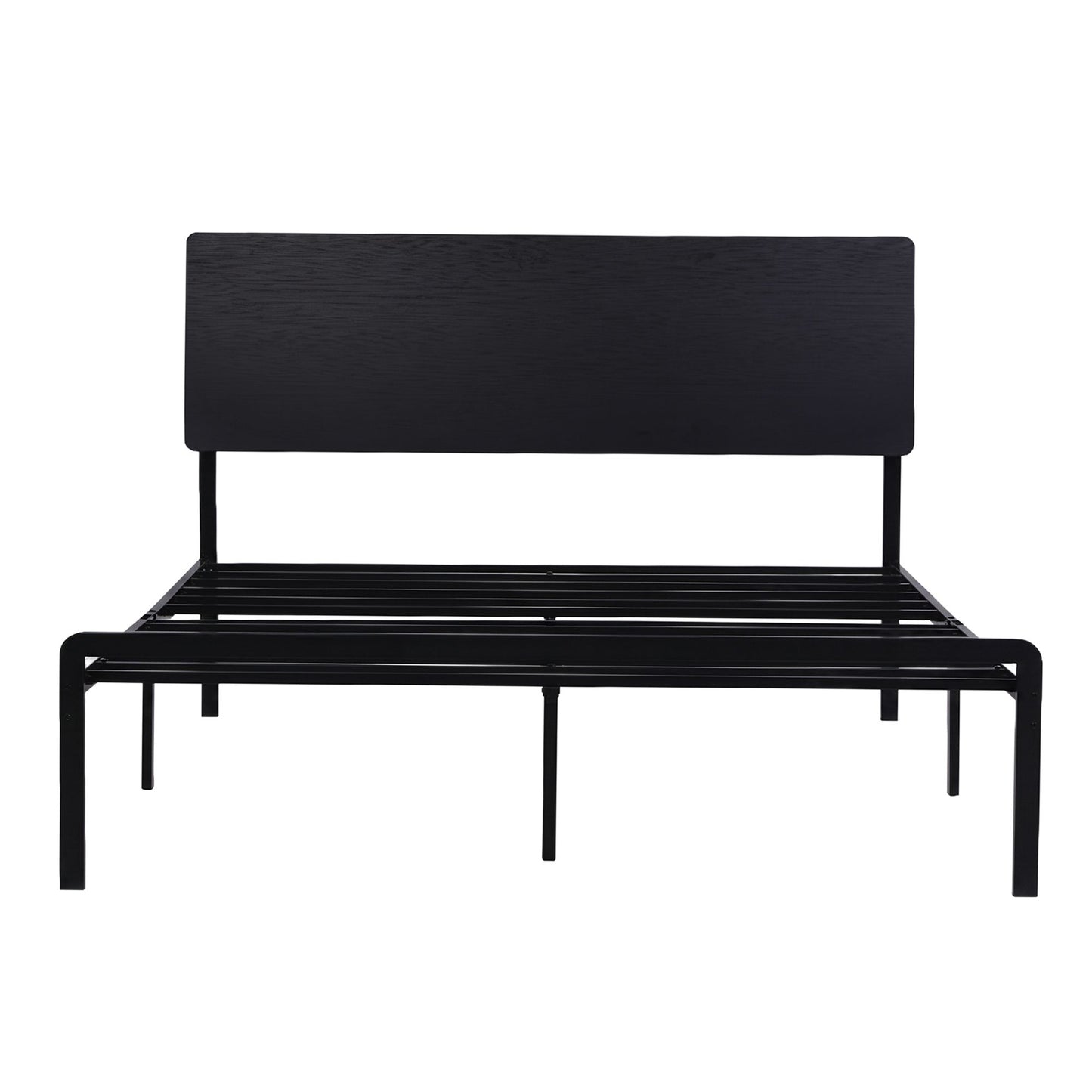 Rome Bed Frame LED Metal Bed Base with Charging Station - Black Queen