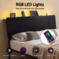 Rome Bed Frame LED Metal Bed Base with Charging Station - Black Queen