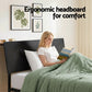 Rome Bed Frame LED Metal Bed Base with Charging Station - Black Queen
