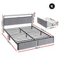 Helena Metal Bed Frame LED Charging Station 2 Drawers - Black King