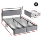 Helena Metal Bed Frame LED Charging Station 2 Drawers - Black Queen