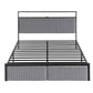 Helena Metal Bed Frame LED Charging Station 2 Drawers - Black Queen