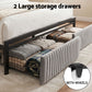 Helena Metal Bed Frame LED Charging Station 2 Drawers - Black Queen