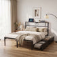 Vitoo Bed Frame with Charging Station & Storage Drawers Metal - Black Double