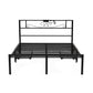 Vitoo Bed Frame with Charging Station & Storage Drawers Metal - Black Double