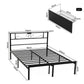 Vitoo Bed Frame with Charging Station & Storage Drawers Metal - Black Queen