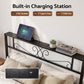 Vitoo Bed Frame with Charging Station & Storage Drawers Metal - Black Queen