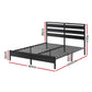 Dreamora Bed Frame LED Metal Bed Base with Charging Station - Black Double