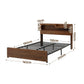 Ayla Bed Frame Metal with Charging Station LED Light Storage Shelf - Oak Double