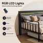 Dormelle Bed Frame LED Metal Trundle Daybed with Charging Station - Black Double