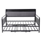 Dormelle Bed Frame LED Metal Trundle Daybed with Charging Station - Black King Single