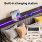 Dormelle Bed Frame LED Metal Trundle Daybed with Charging Station - Black King Single