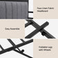 Dormelle Bed Frame LED Metal Trundle Daybed with Charging Station - Black King Single