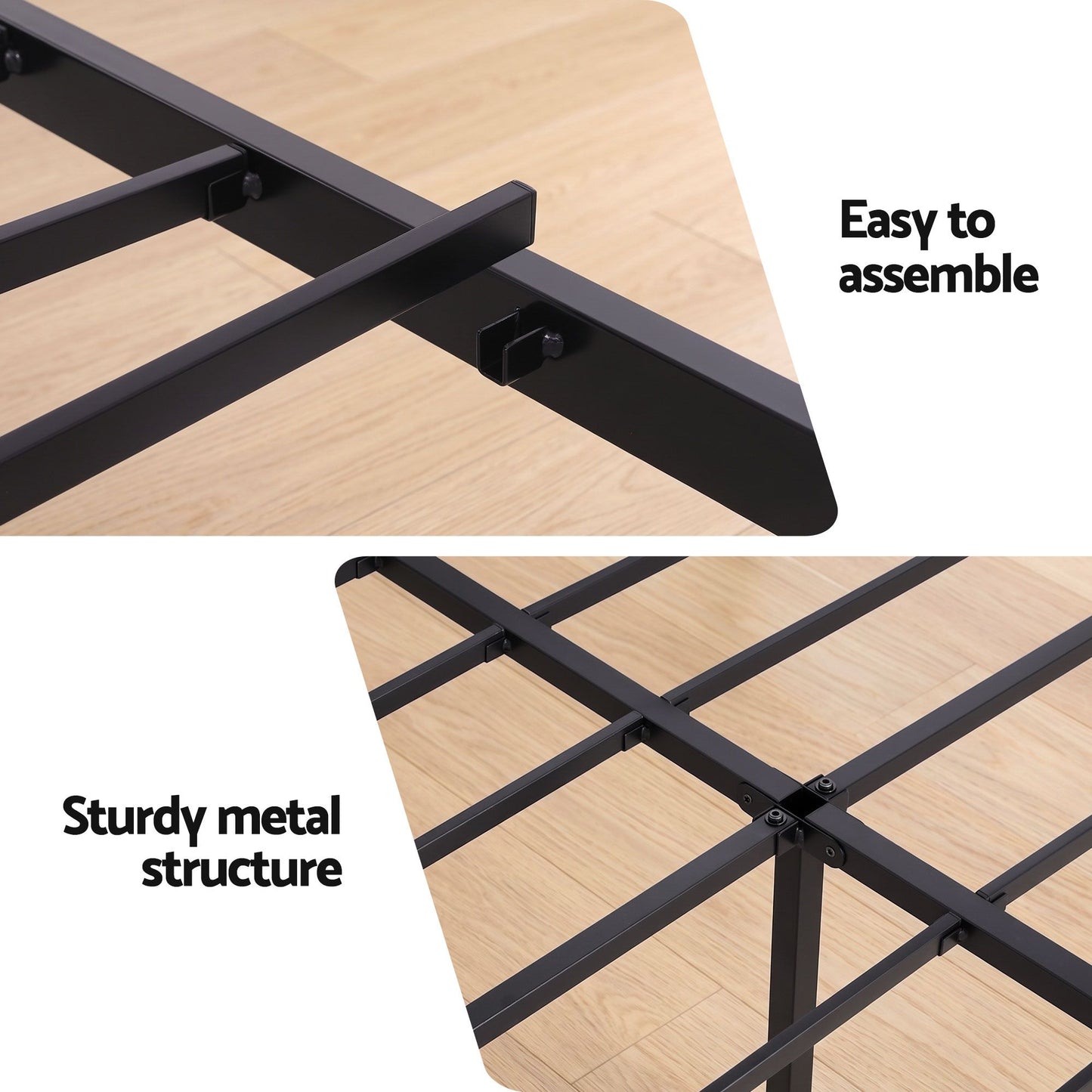 Trista Bed Frame with Charging Station - Black Double