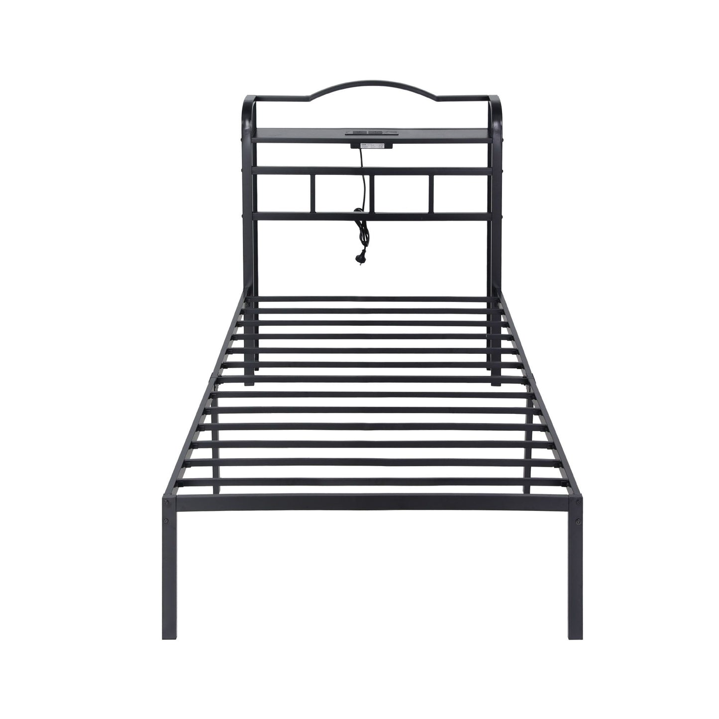 Restelle Bed Frame with Charging Station - Black Single