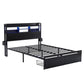 Vale Bed Frame with Charging Station Storage Organizer Drawers LED - Black Double