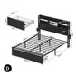 Vale Bed Frame with Charging Station Storage Organizer Drawers LED - Black Double