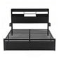 Vale Bed Frame with Charging Station Storage Organizer Drawers LED - Black Double