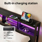 Vale Bed Frame with Charging Station Storage Organizer Drawers LED - Black Queen