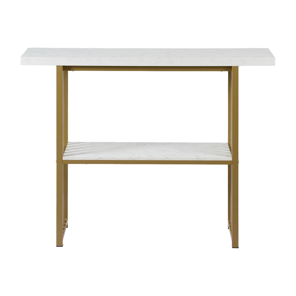 Console Table Marble Effect - White & Gold