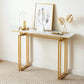 Console Table Hallway Entryway Table Marble Effect 110CM - White & Gold