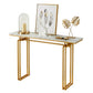 Console Table Hallway Entryway Table Marble Effect 110CM - White & Gold