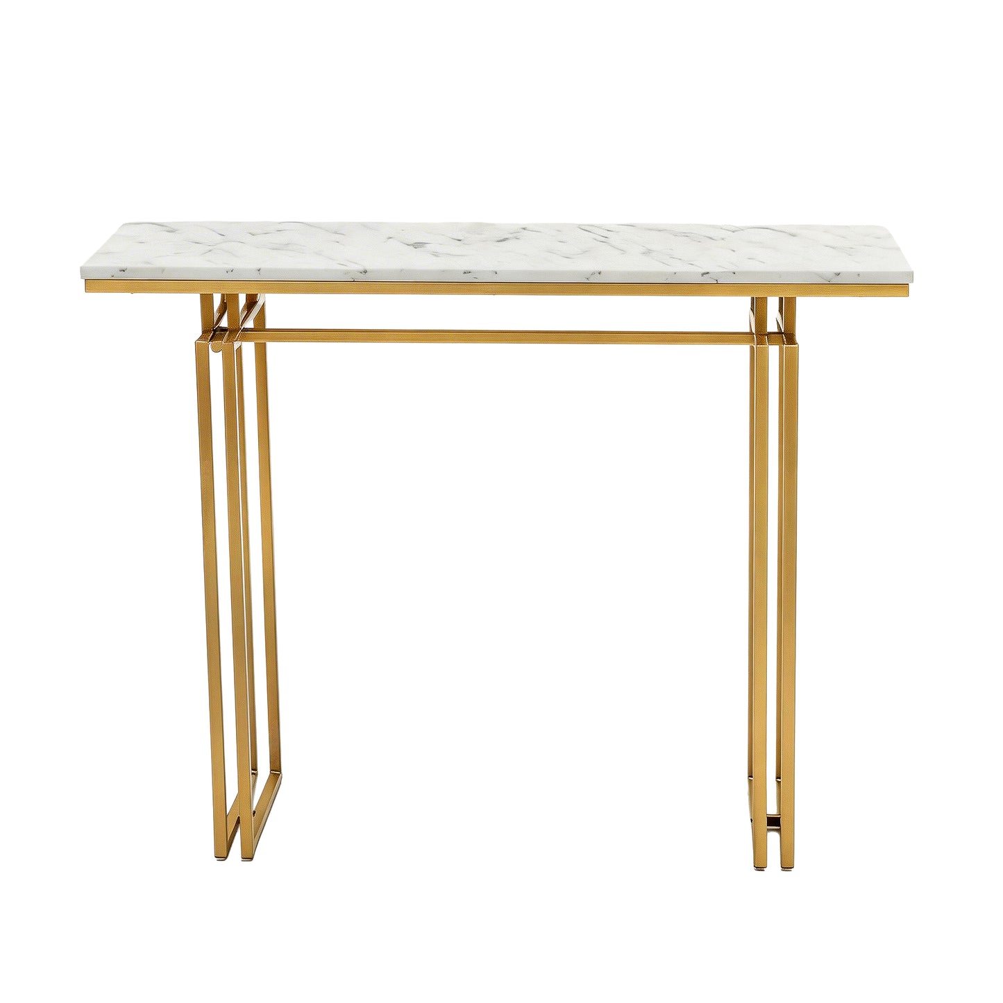 Console Table Hallway Entryway Table Marble Effect 110CM - White & Gold
