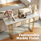 Console Table Hallway Entryway Table Marble Effect 110CM - White & Gold