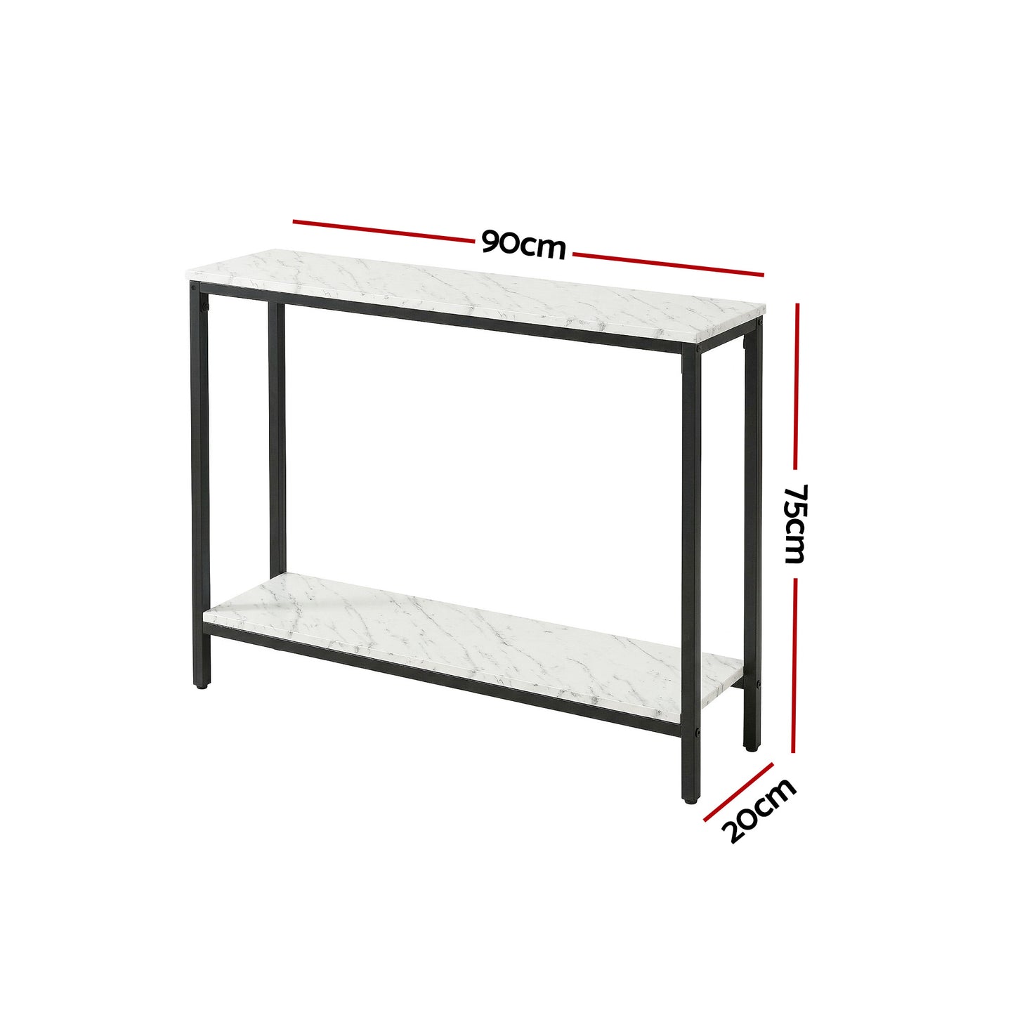 Console Table Entryway Hallway Display Desk Marble Effect - White