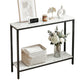 Console Table Entryway Hallway Display Desk Marble Effect - White