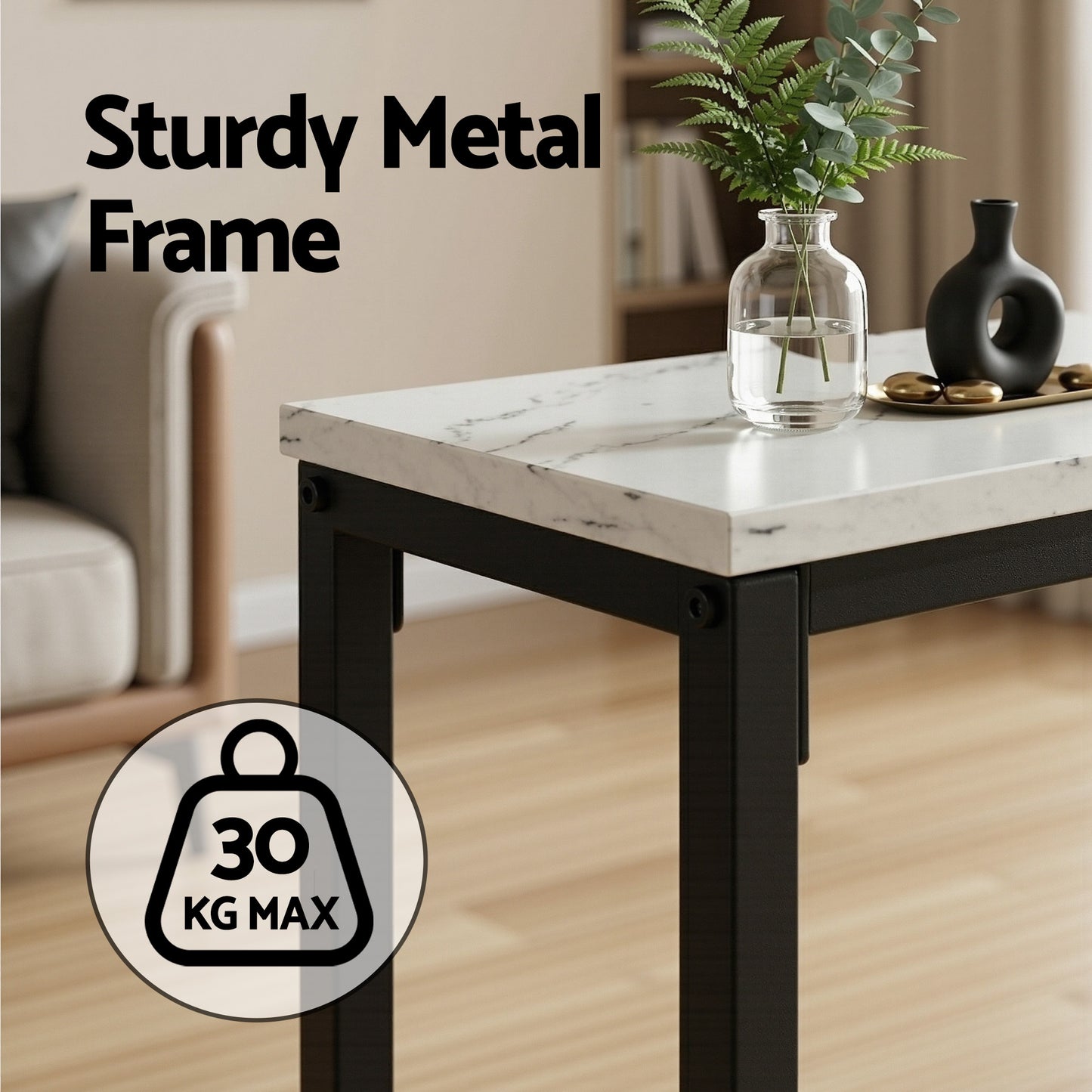Console Table Entryway Hallway Display Desk Marble Effect - White