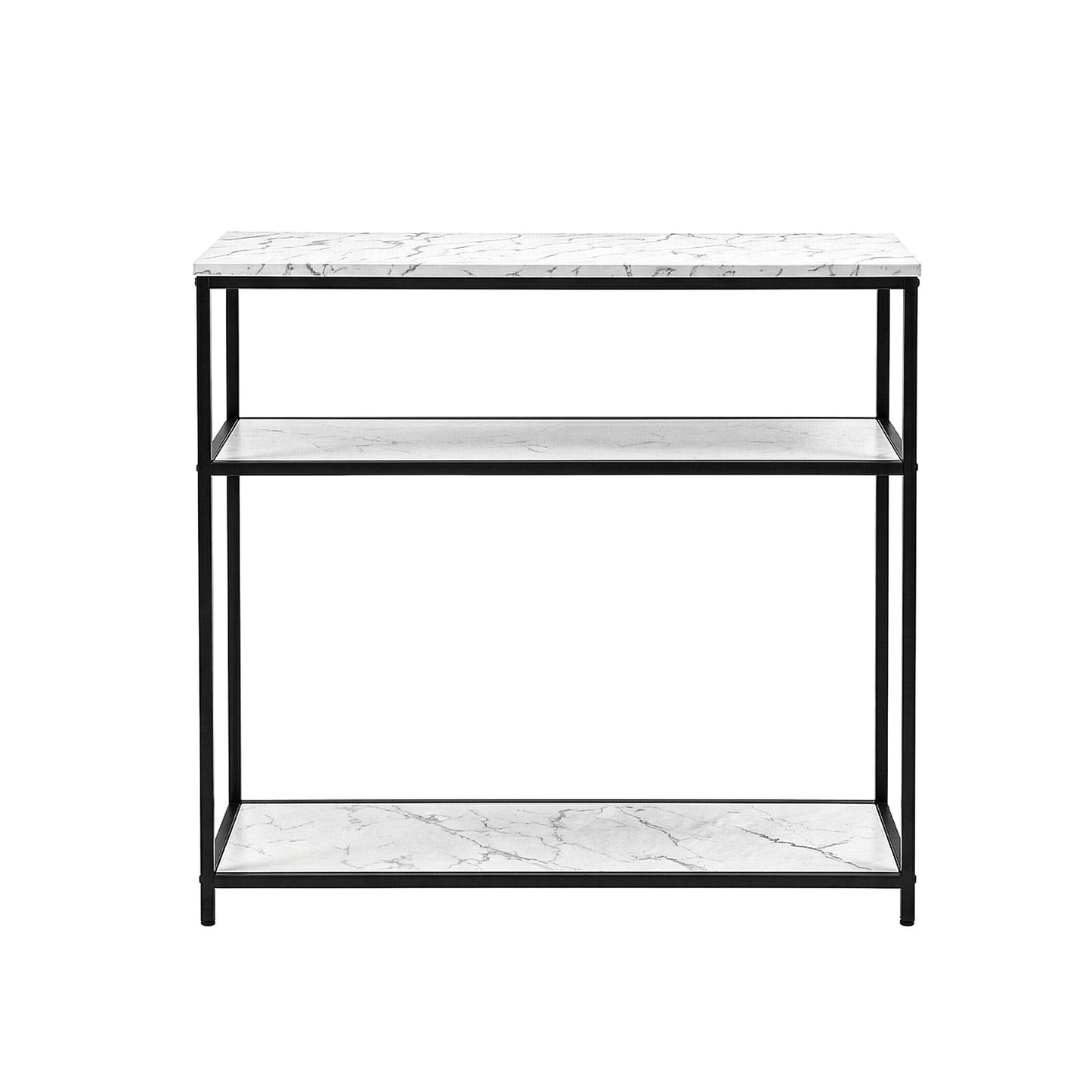 Isidoros Console Table Marble Effect 3-Tier Sofa Entryway Side Table 90CM White