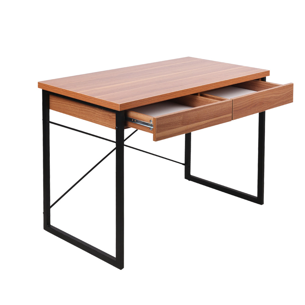 Artiss Computer Desk Drawer Storage Walnut 100cm