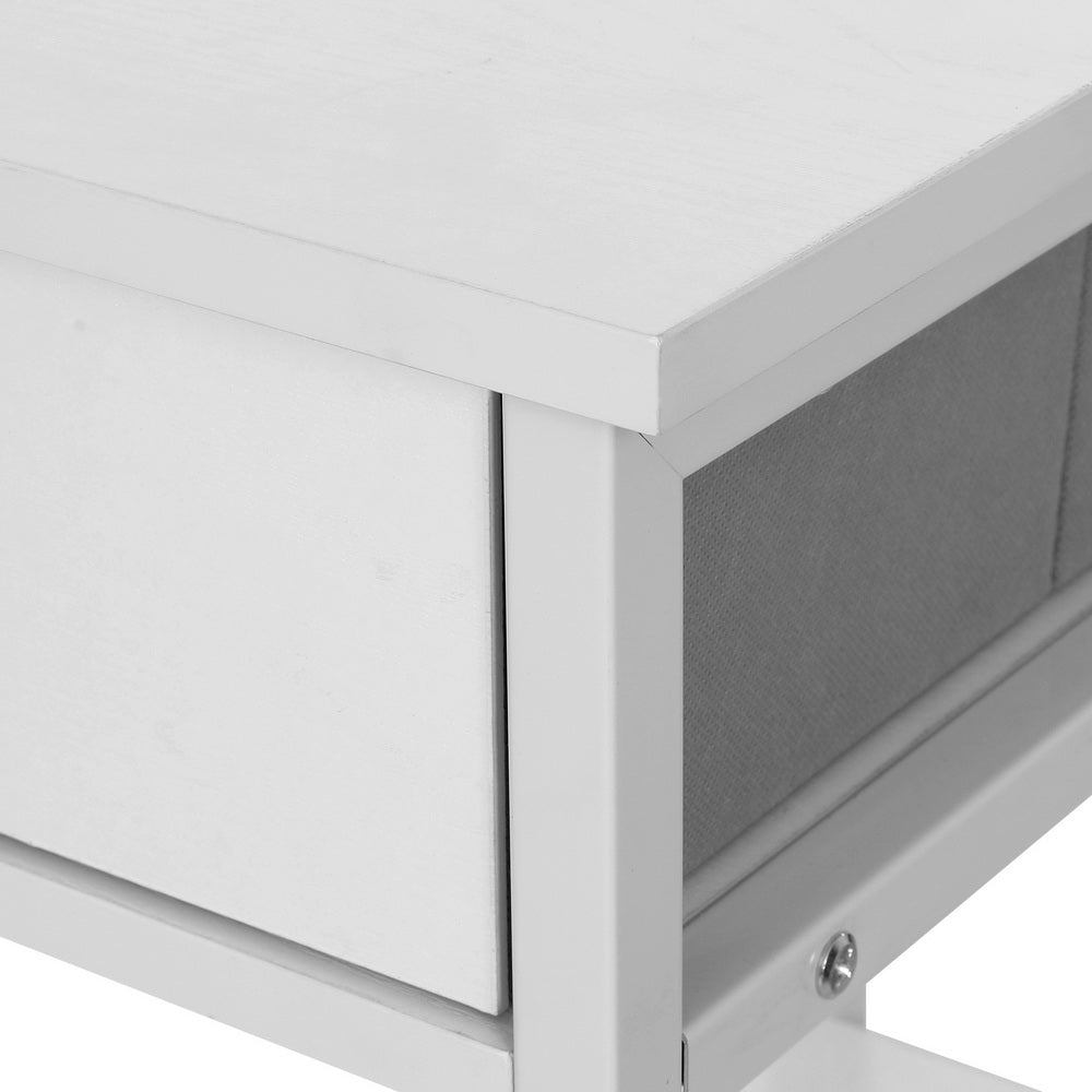 120cm Computer Desk Drawer Shelves Study Table - White