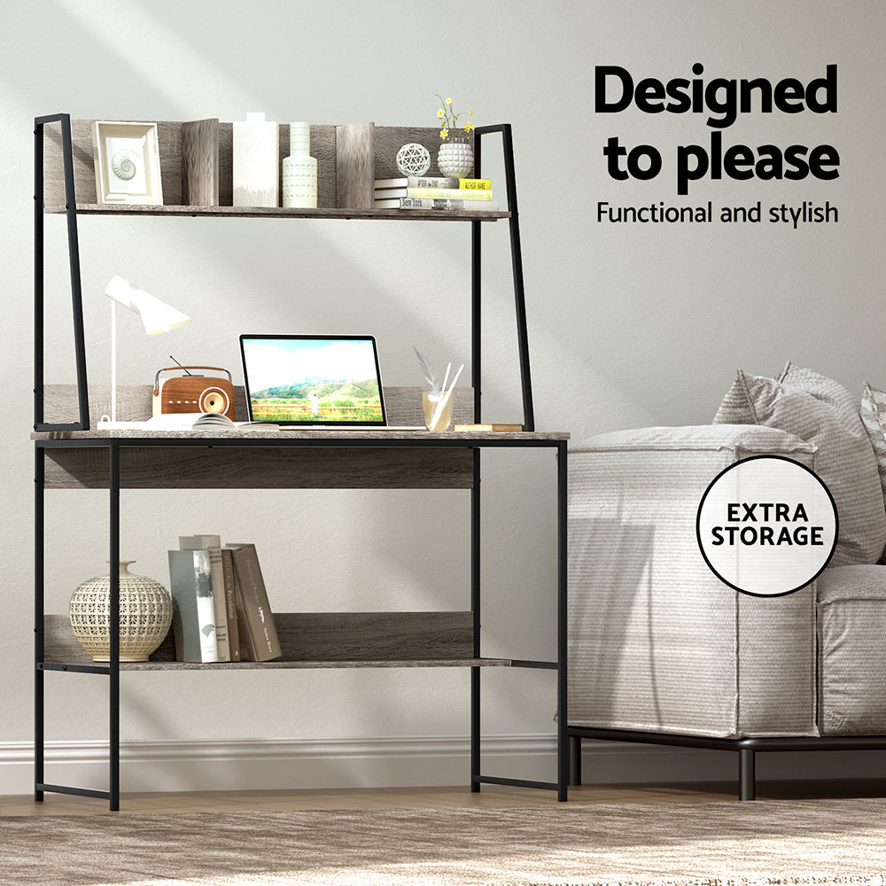 Artiss Computer Desk Bookshelf Storage Grey 100cm