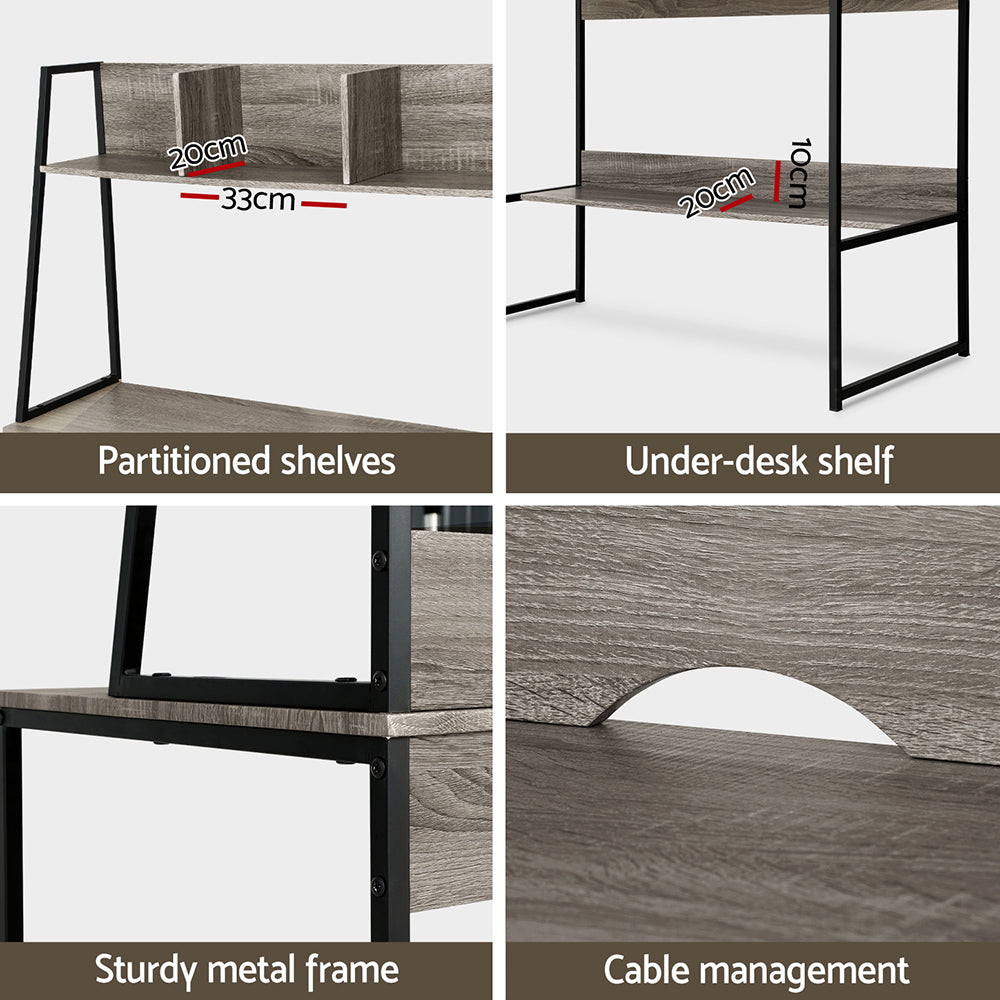Artiss Computer Desk Bookshelf Storage Grey 100cm