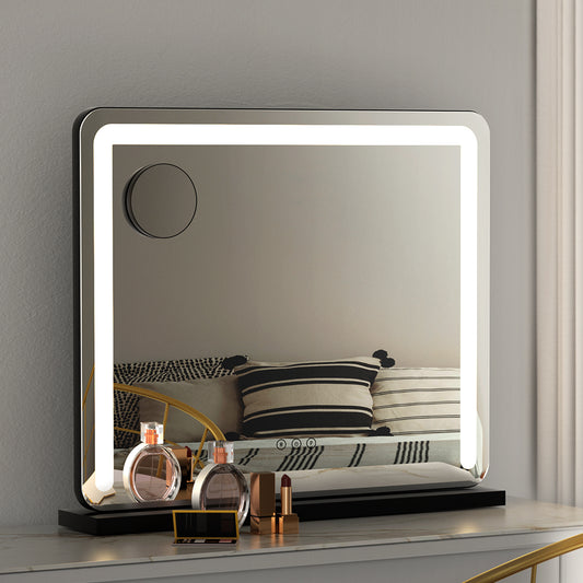 Makeup Mirror 60x50cm Hollywood Vanity with LED Light Tabletop - Black
