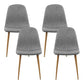 Randy Set of 4 Dining Chairs Linen Curved Slope - Grey