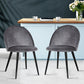 Perry Set of 2 Dining Chairs Velvet Solid Curved - Dark Grey