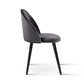 Perry Set of 2 Dining Chairs Velvet Solid Curved - Dark Grey