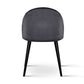 Perry Set of 2 Dining Chairs Velvet Solid Curved - Dark Grey