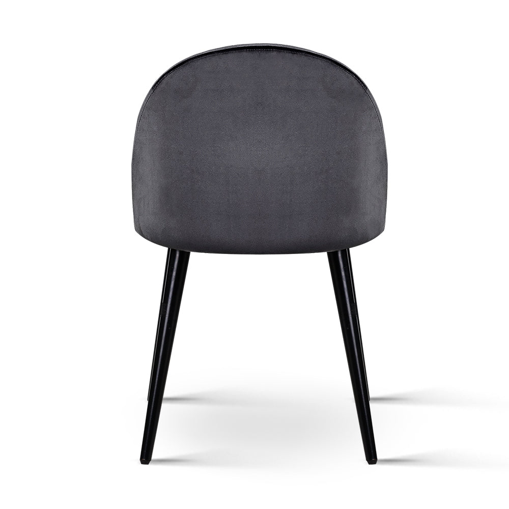 Perry Set of 2 Dining Chairs Velvet Solid Curved - Dark Grey