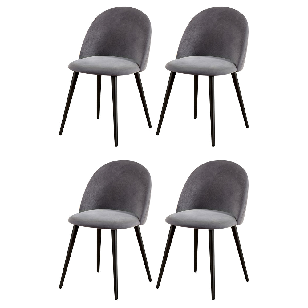 Perry Set of 4 Dining Chairs Velvet Solid Curved - Black