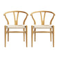Maud Set of 2 Dining Chair Wooden Rattan Wishbone - Natural