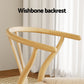 Maud Set of 2 Dining Chair Wooden Rattan Wishbone - Natural