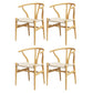 Maud Set of 4 Dining Chair Wooden Rattan Wishbone - Natural